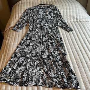 LTS Long Tall Sally Black and White Button Front V neck Dress